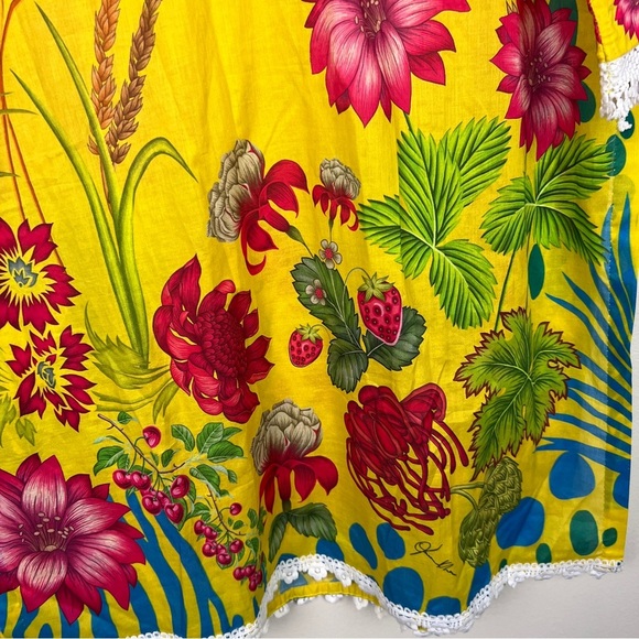 Ammara Khan Floral & Fruit Printed Lace Trim Pakistan Made Formal Kaftan - Picture 2 of 9